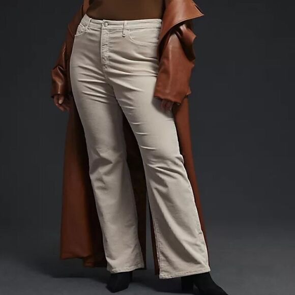 NWT Good American Good Classic Boot Corduroy Pants Cream Tan Stretch Plus Size - Picture 2 of 11